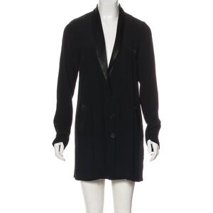 Reformation Clausen Mini Dress Black Tuxedo Blazer Style Satin Lapel XS